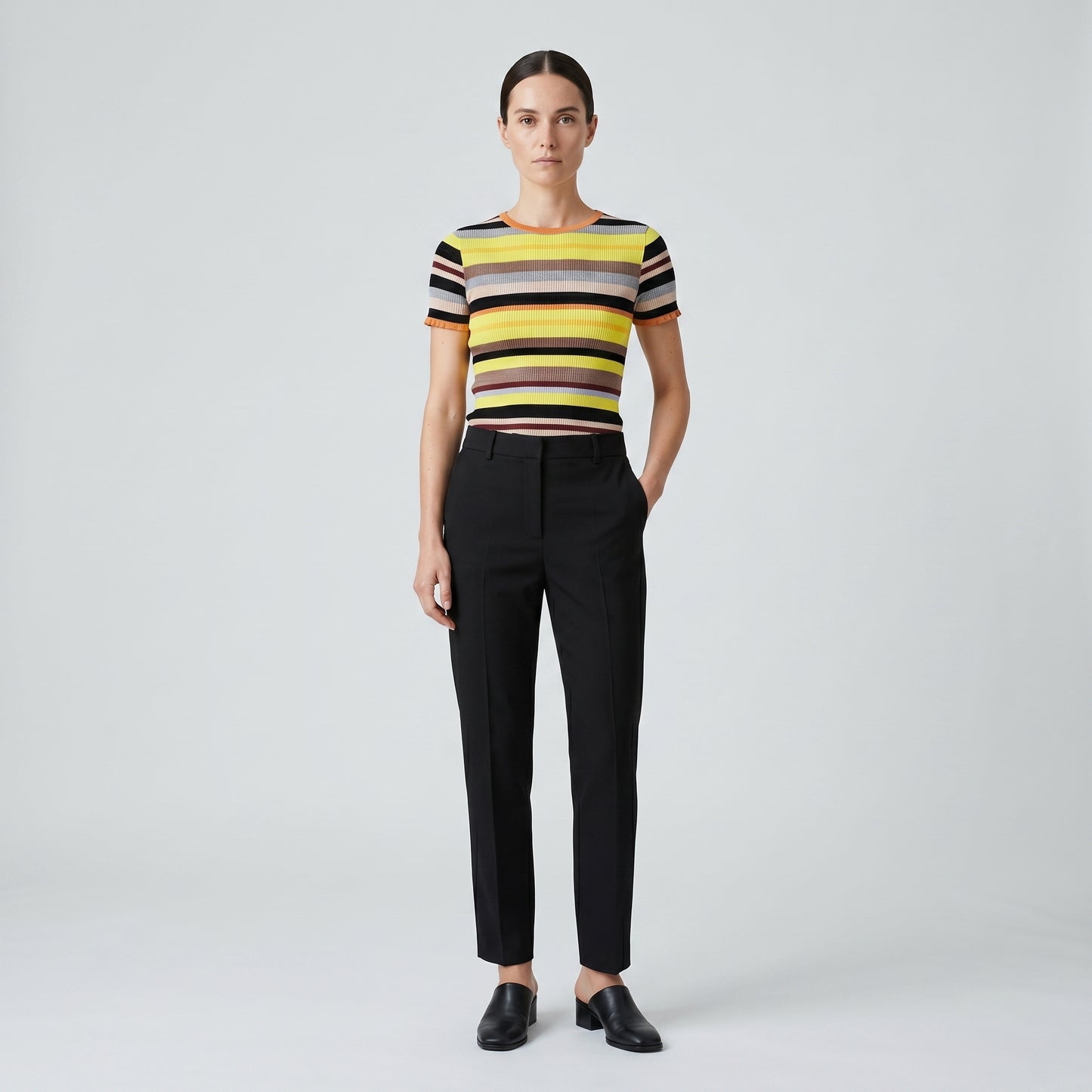 Vibrant Striped Ribbed Knit Tee