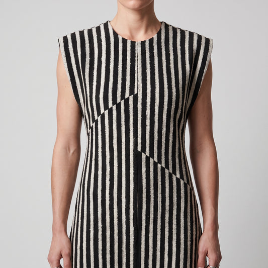 Structured Striped Sleeveless Dress