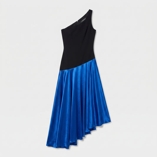 One-Shoulder Contrast Hem Dress