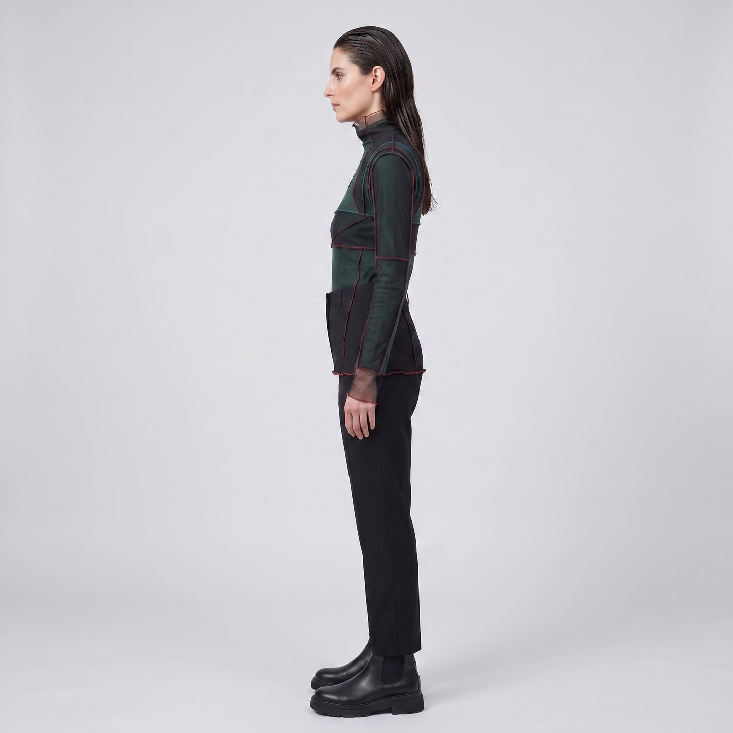 Layered Mesh Turtleneck Top