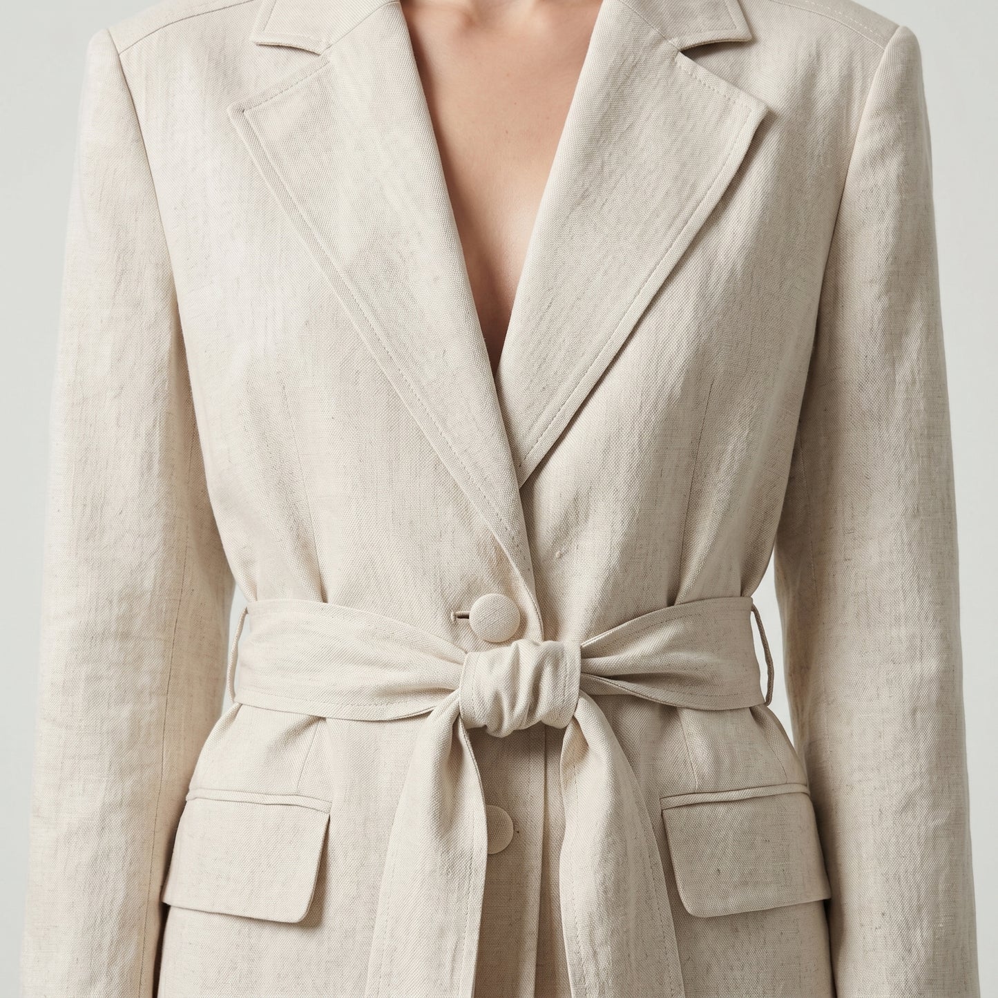Tailored Linen Belted Blazer