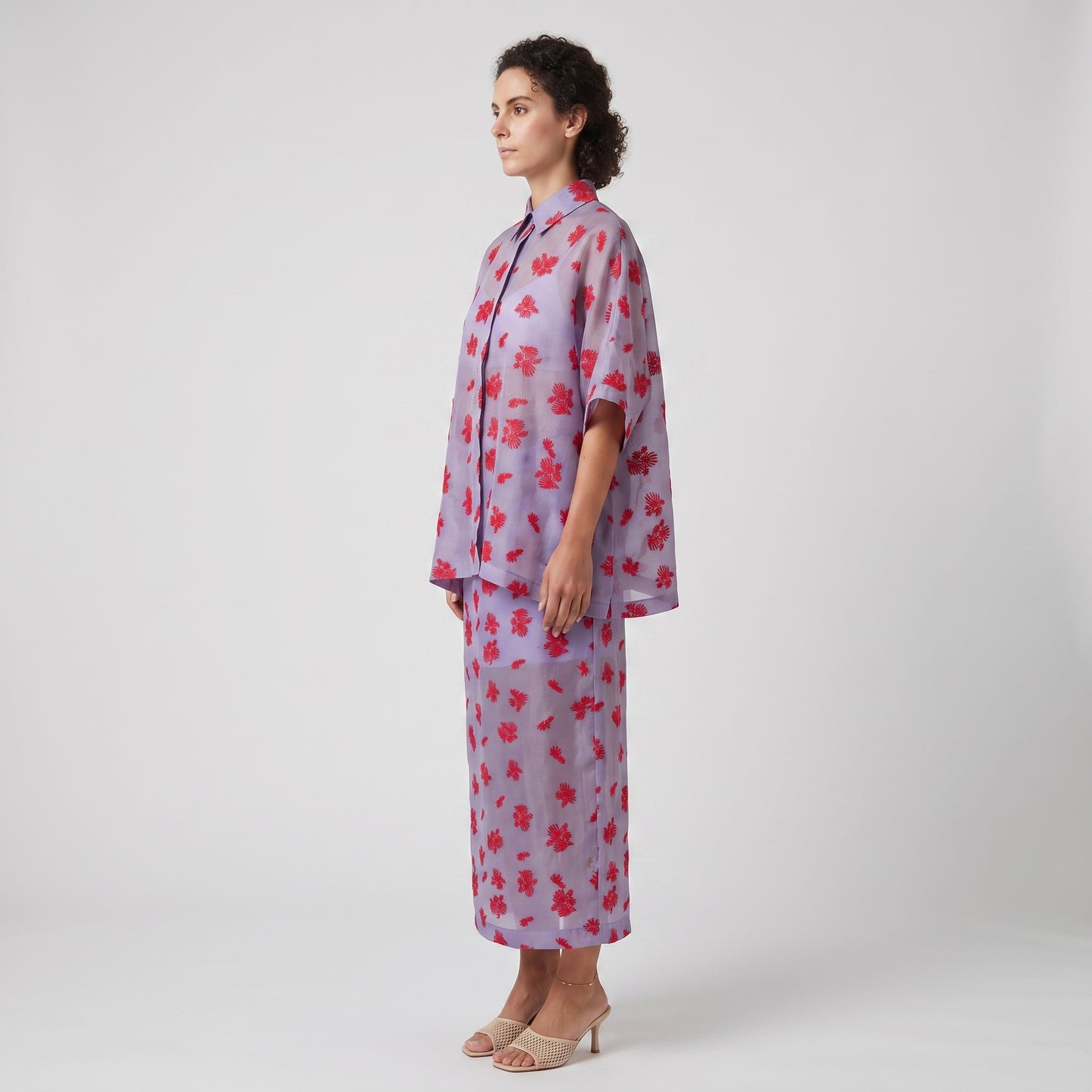 Floral Embroidered Sheer Shirt