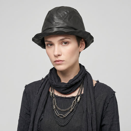 Sculptural Leather Bucket Hat
