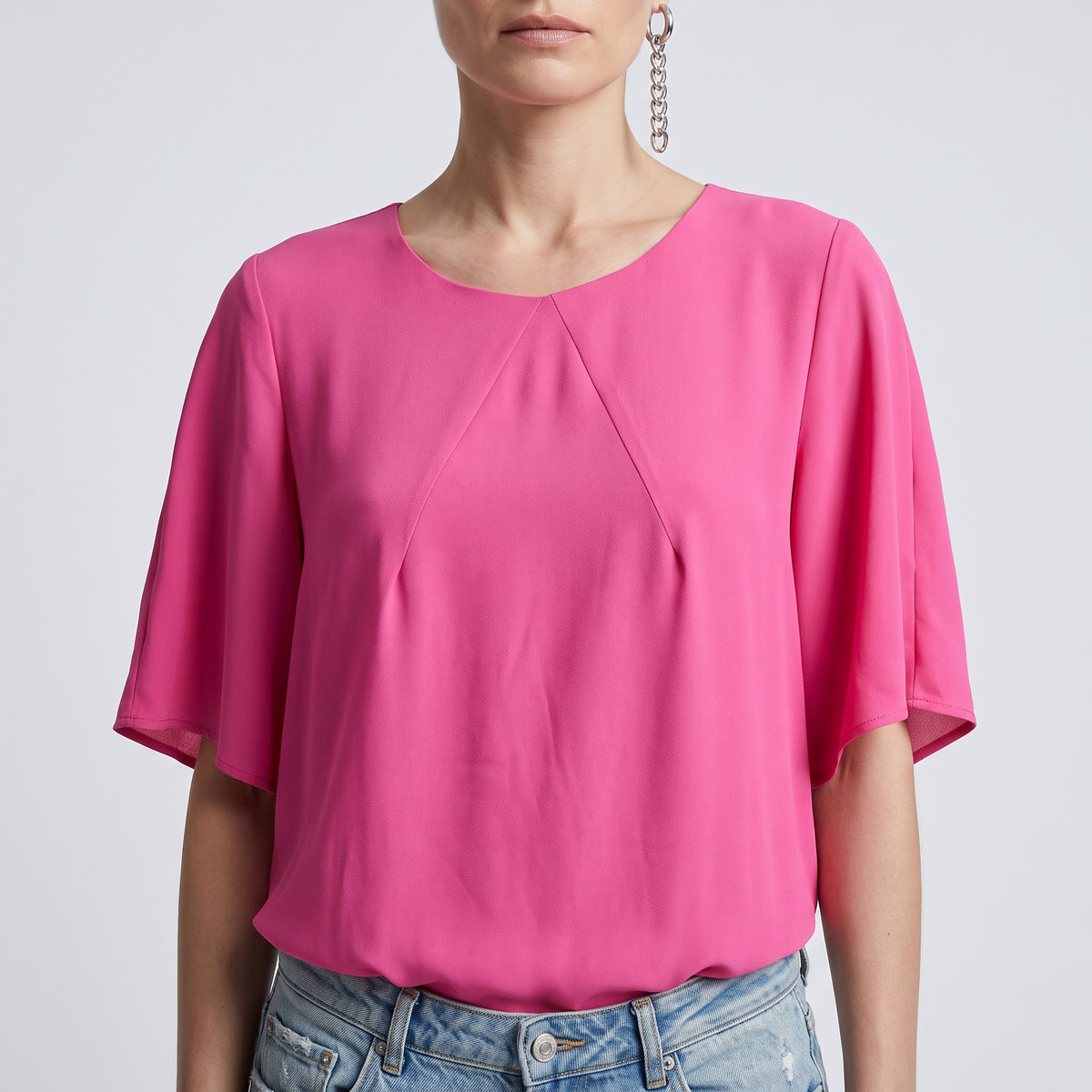 Vibrant Pink Pleated Mini Dress