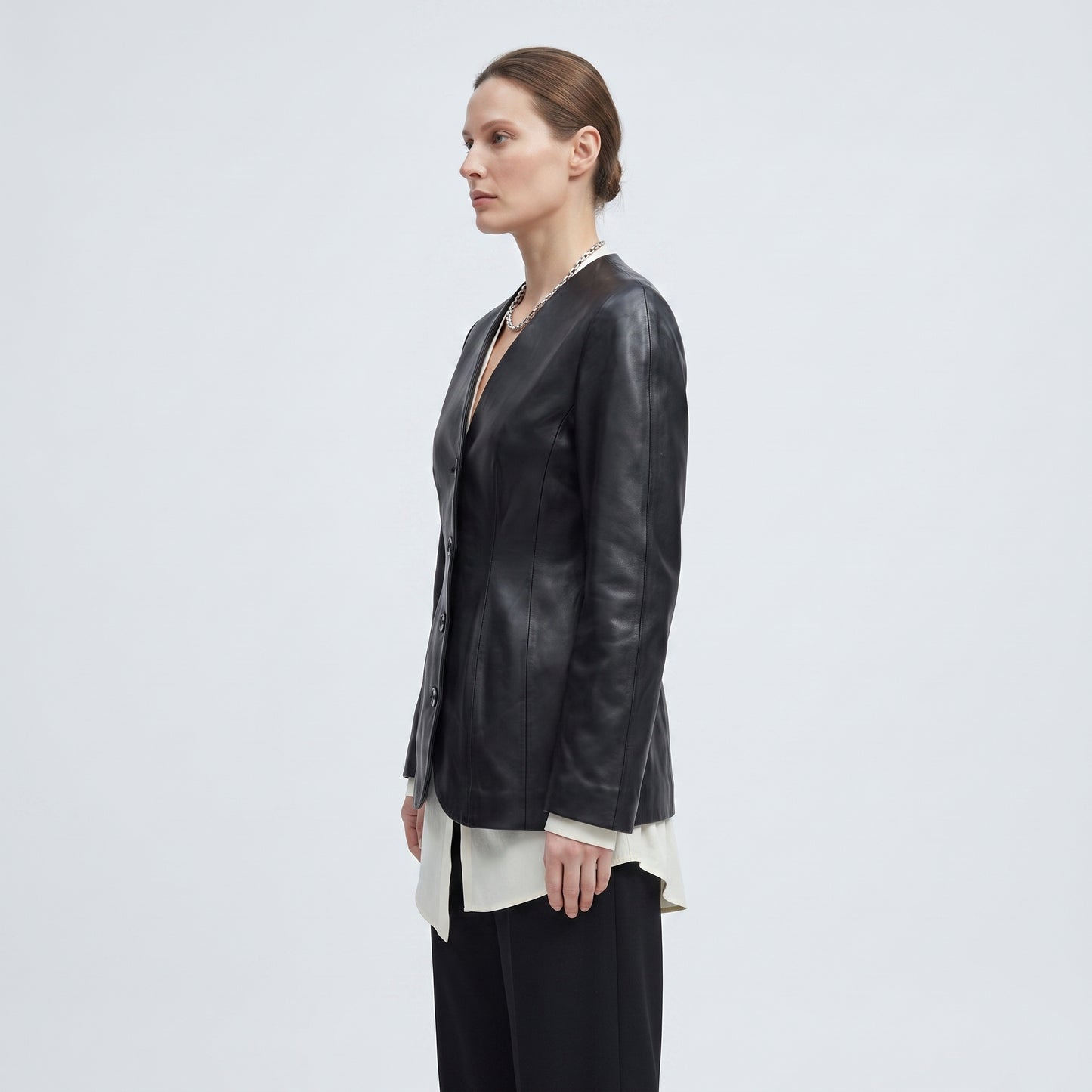 Tailored Leather Fitted Jacket