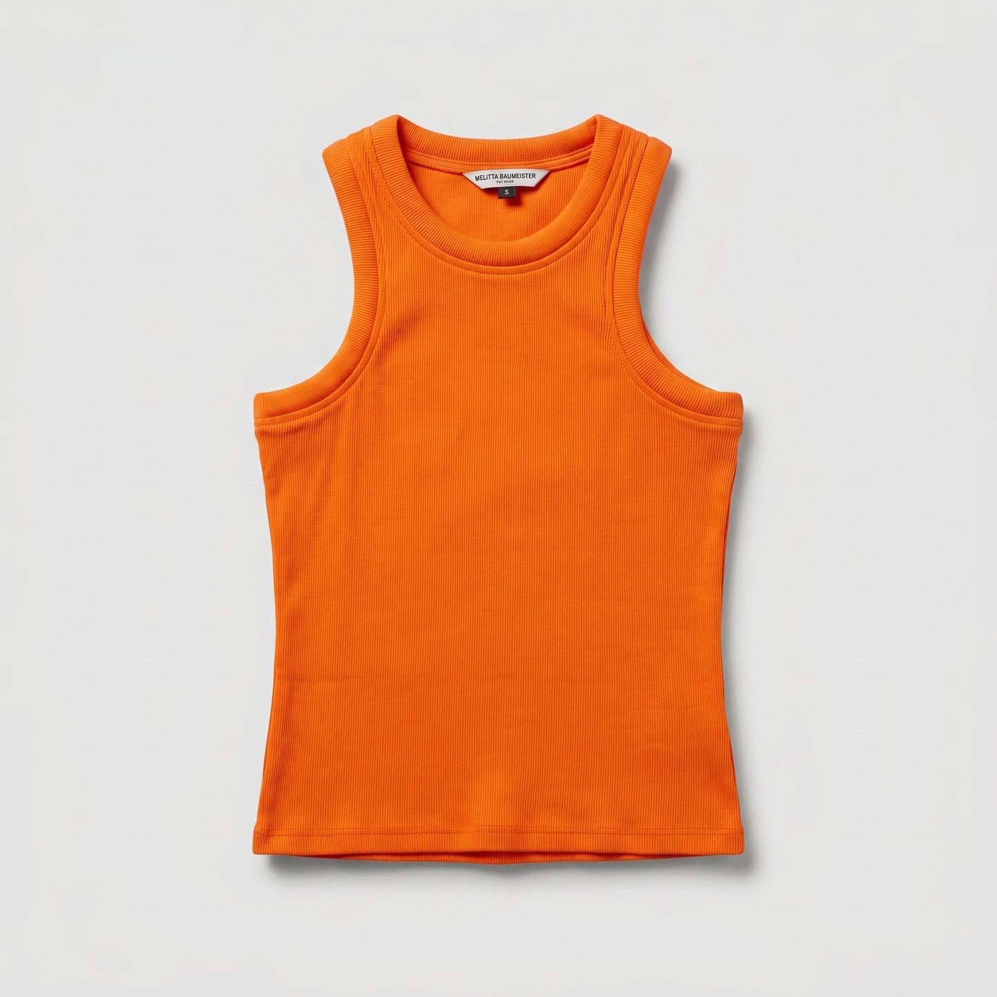 Orange Ribbed Knit Tank Top