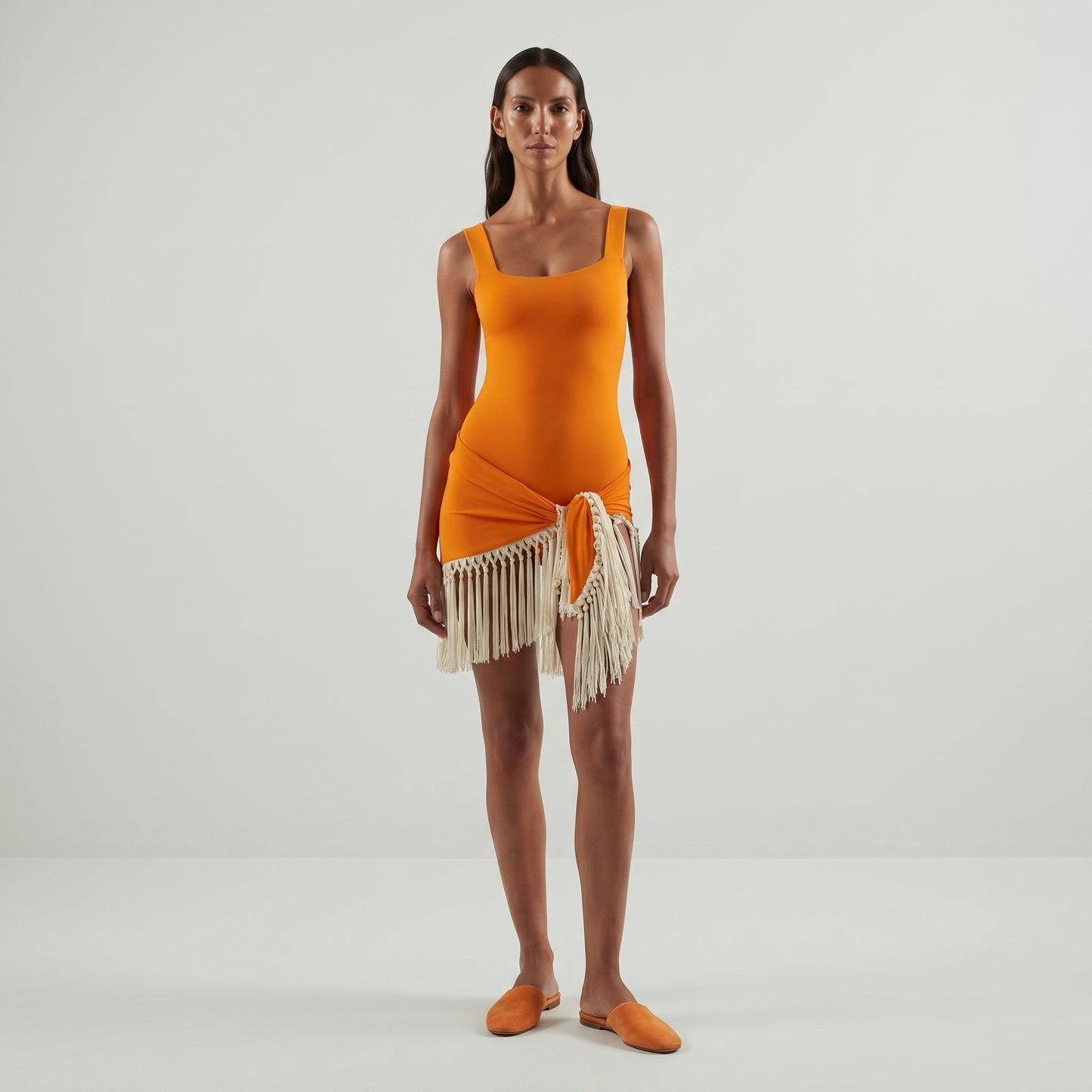 Fringed Sarong Mini Dress