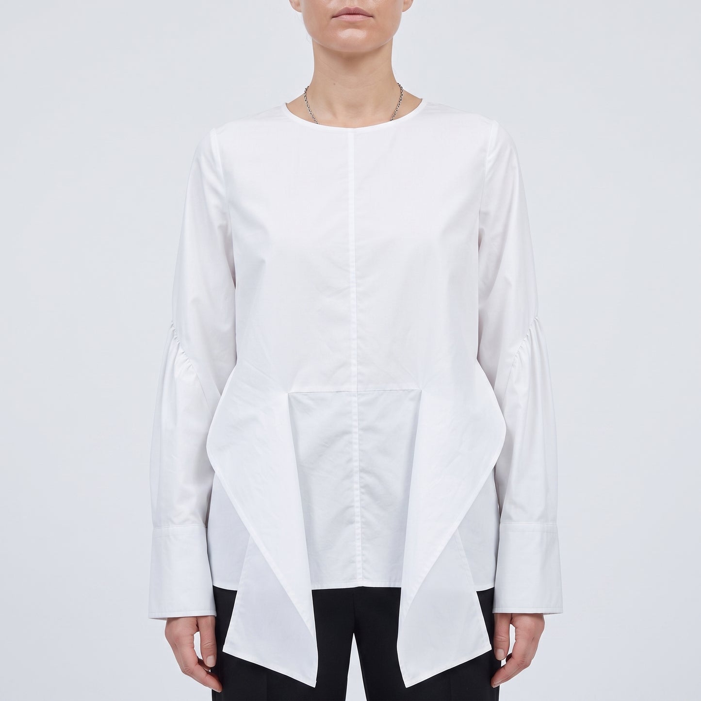 Crisp Cotton Architectural Peplum Blouse