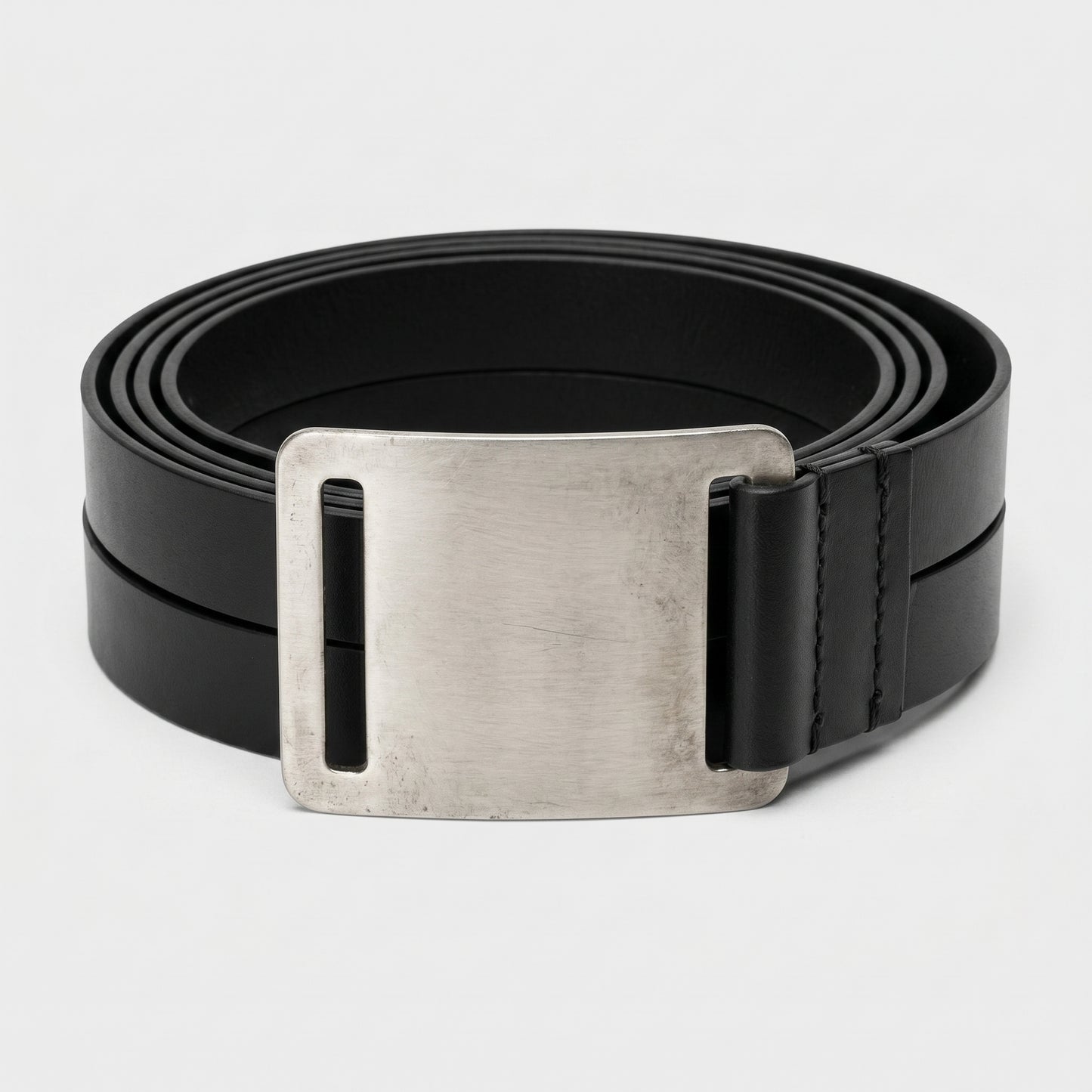 Minimalist Brushed Buckle Leather Belt