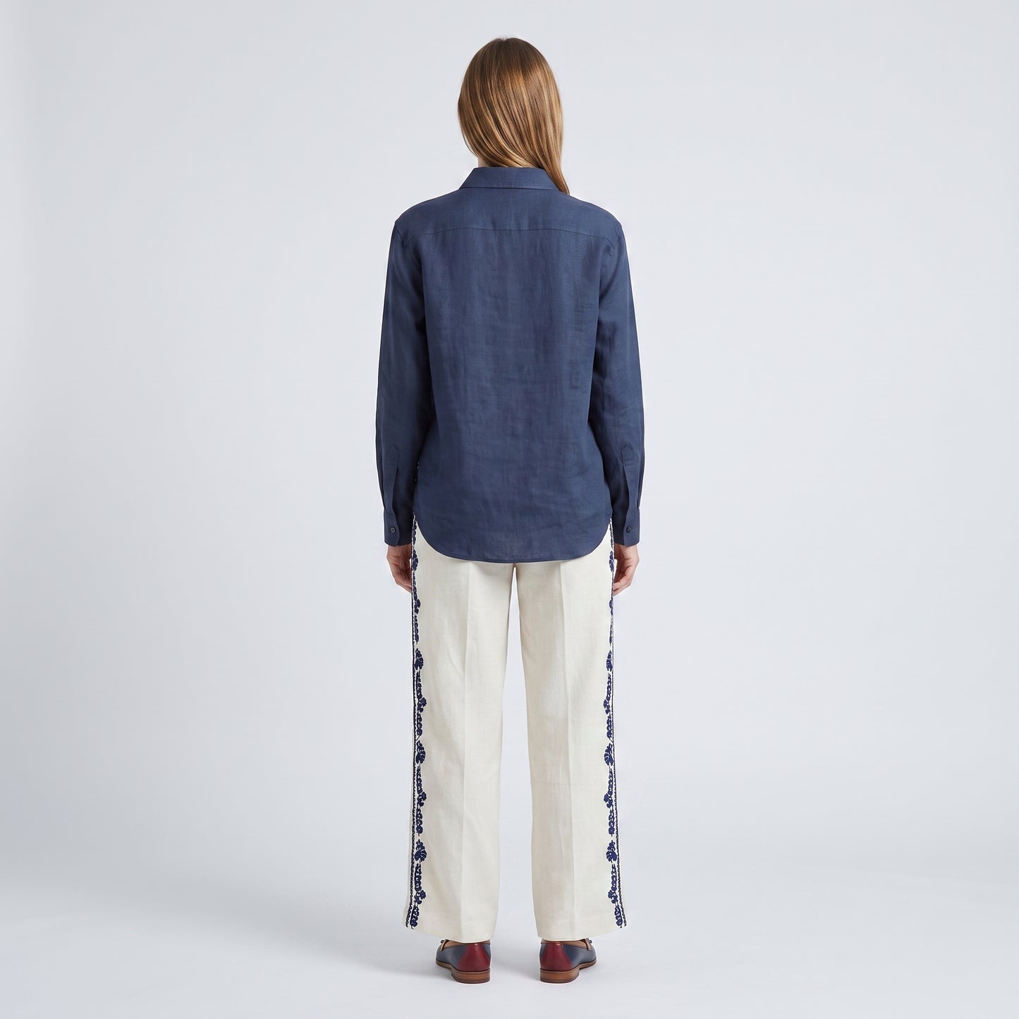 Classic Navy Linen Button-Down Shirt