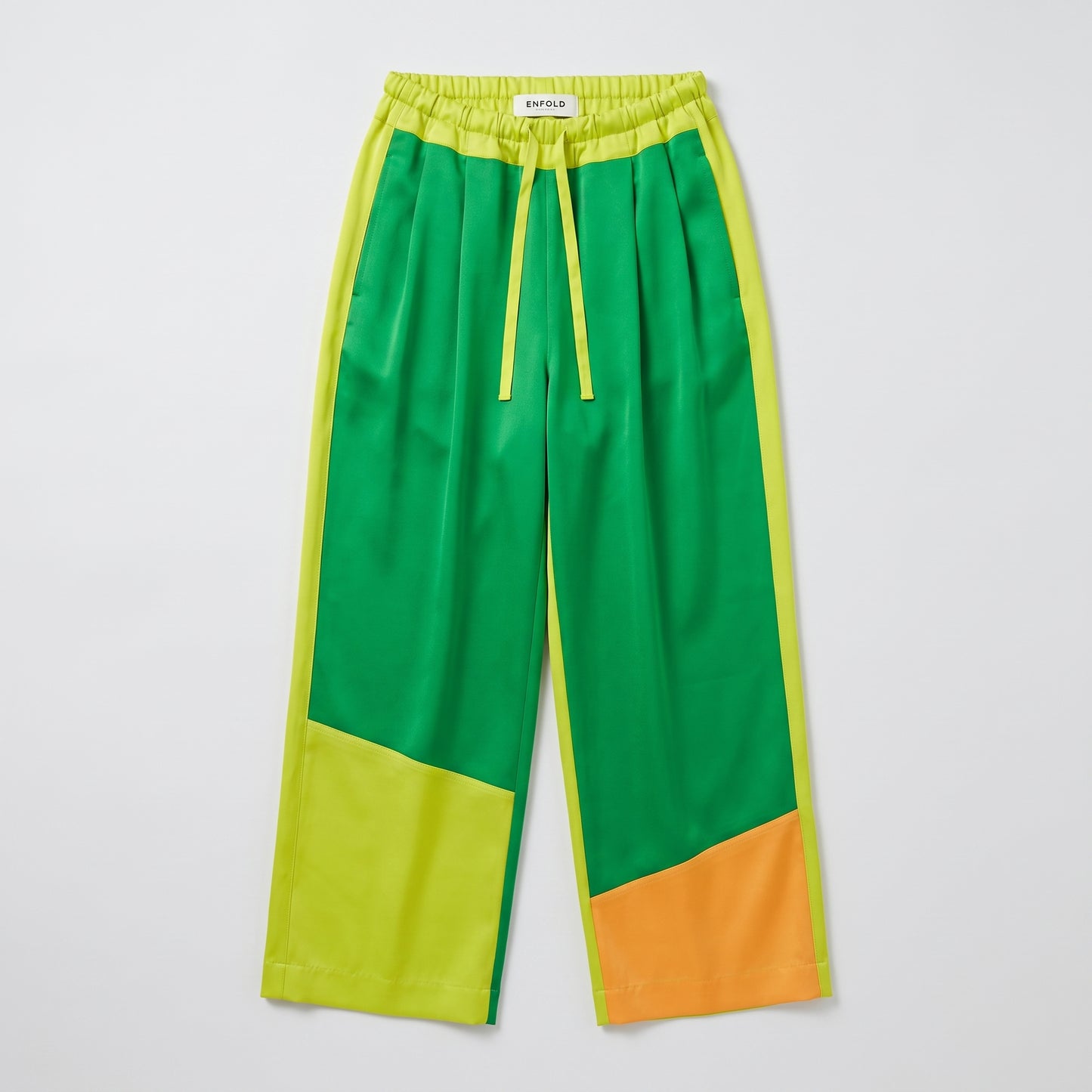 Colorblock Satin Drawstring Trousers