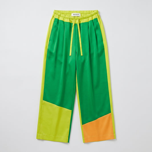 Colorblock Satin Drawstring Trousers