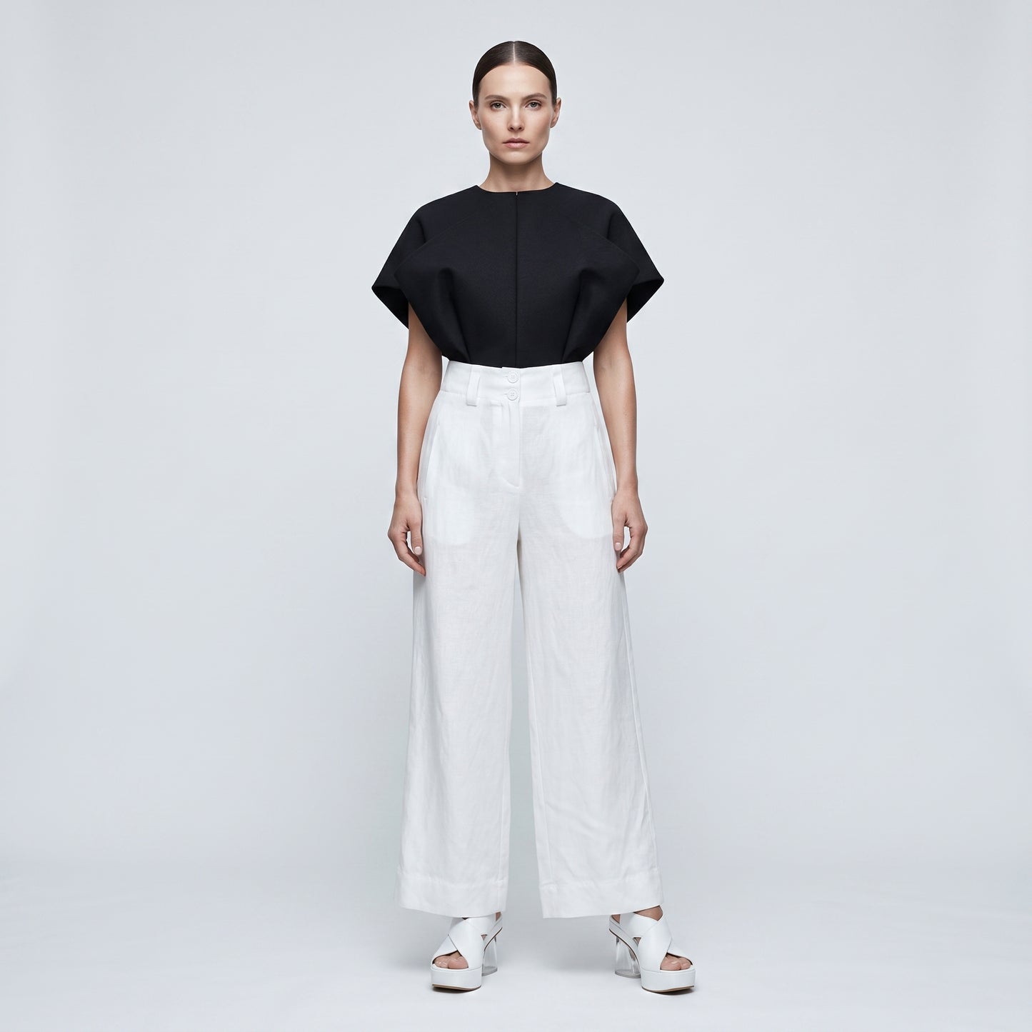 Tailored Linen Cropped Trousers