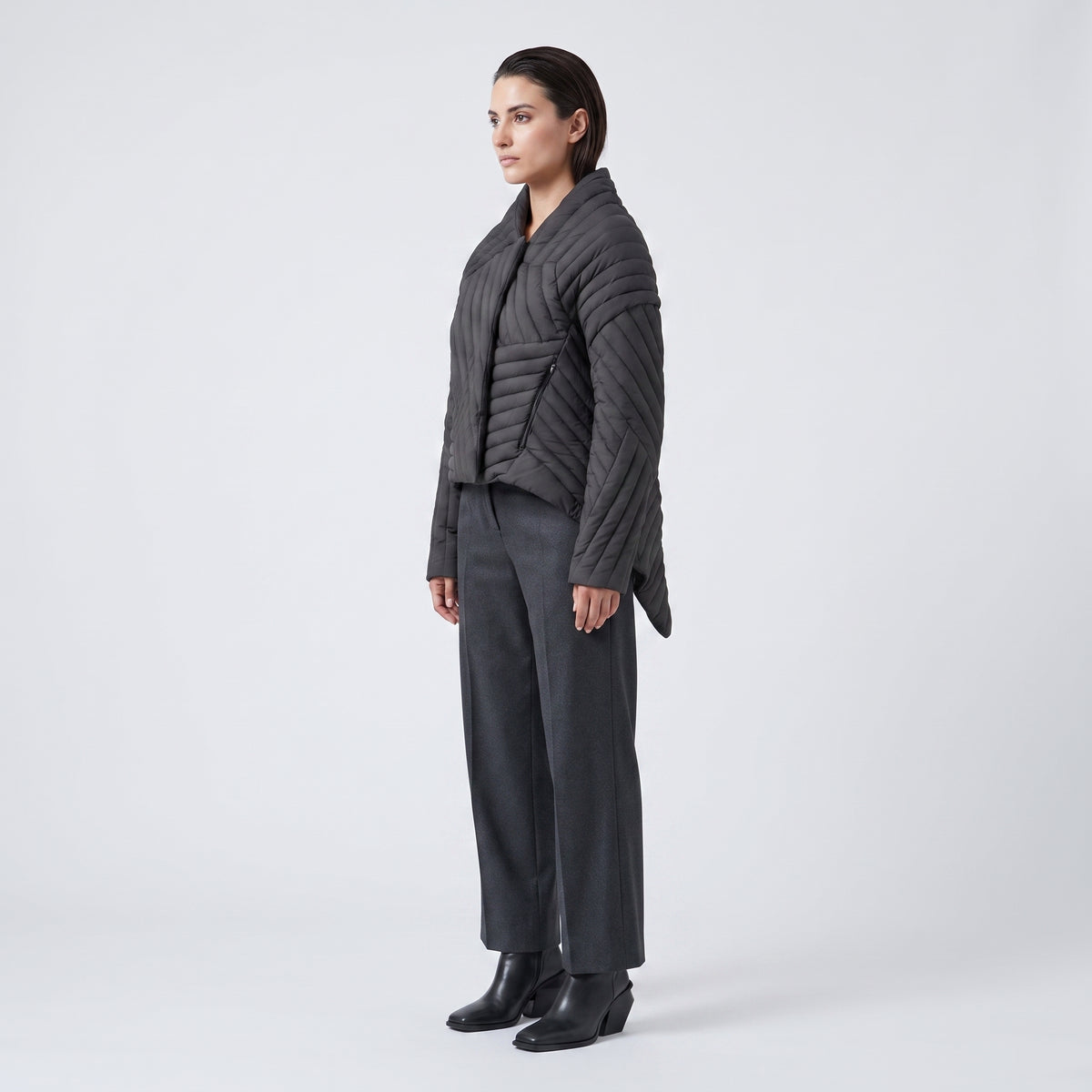 Asymmetric Quilted Technical Jacket