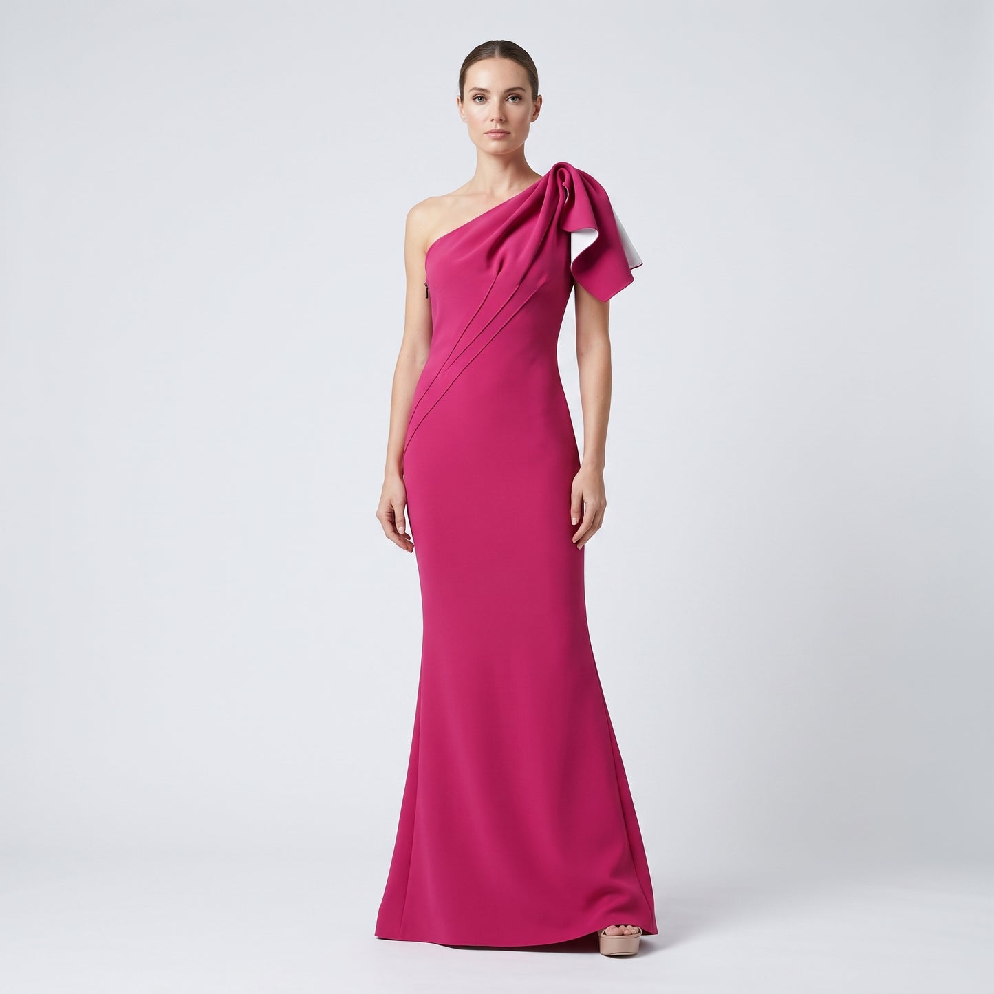 One-Shoulder Sculpted Evening Gown