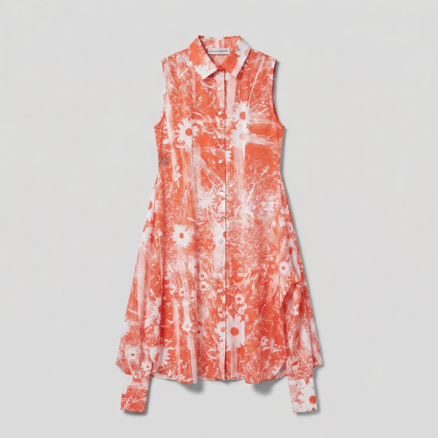 Floral Sleeveless Collared Shirt