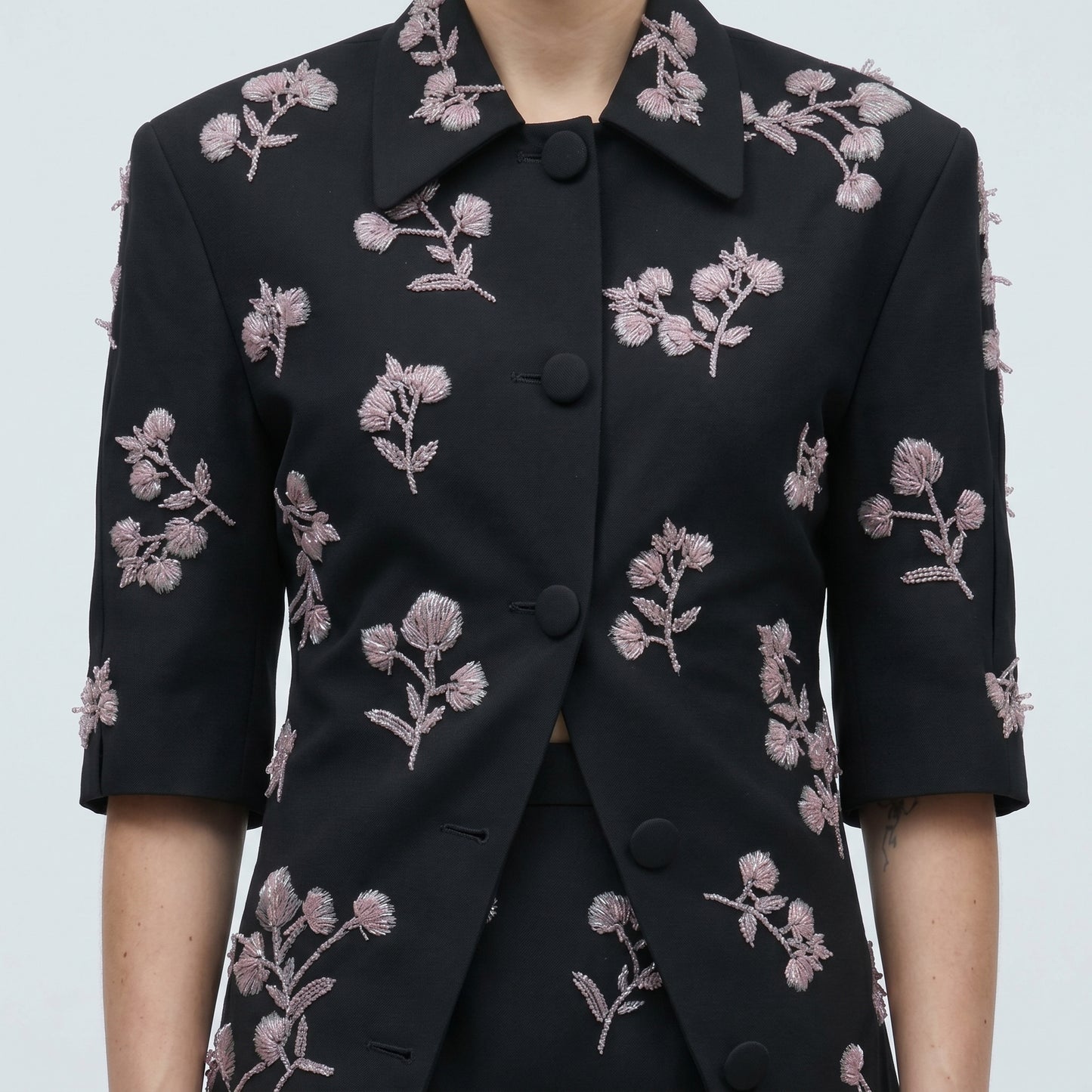 Floral Embroidered Structured Jacket