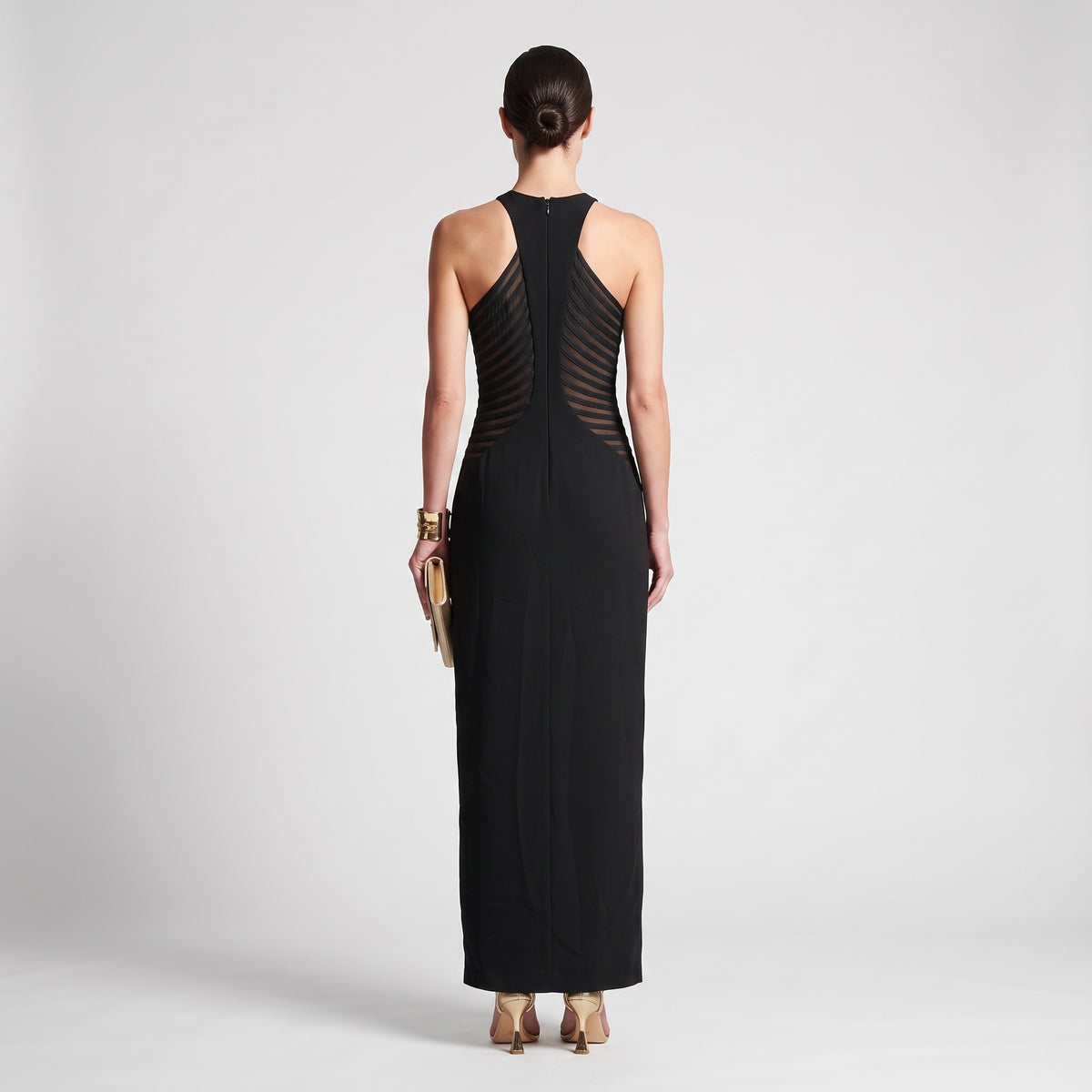 Sleek Ribbed Detail Midi Dress