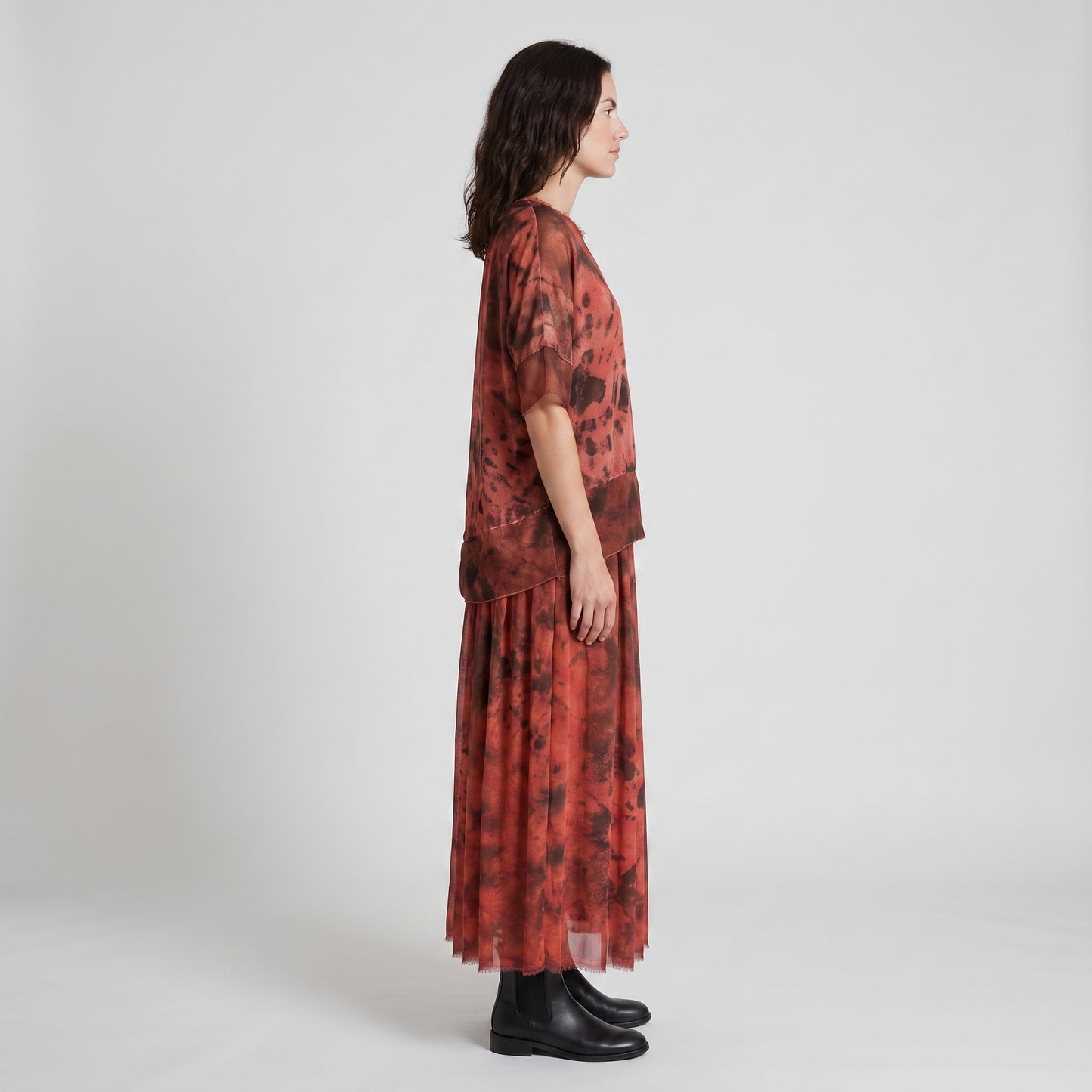 Abstract Tie-Dye Silk Blouse