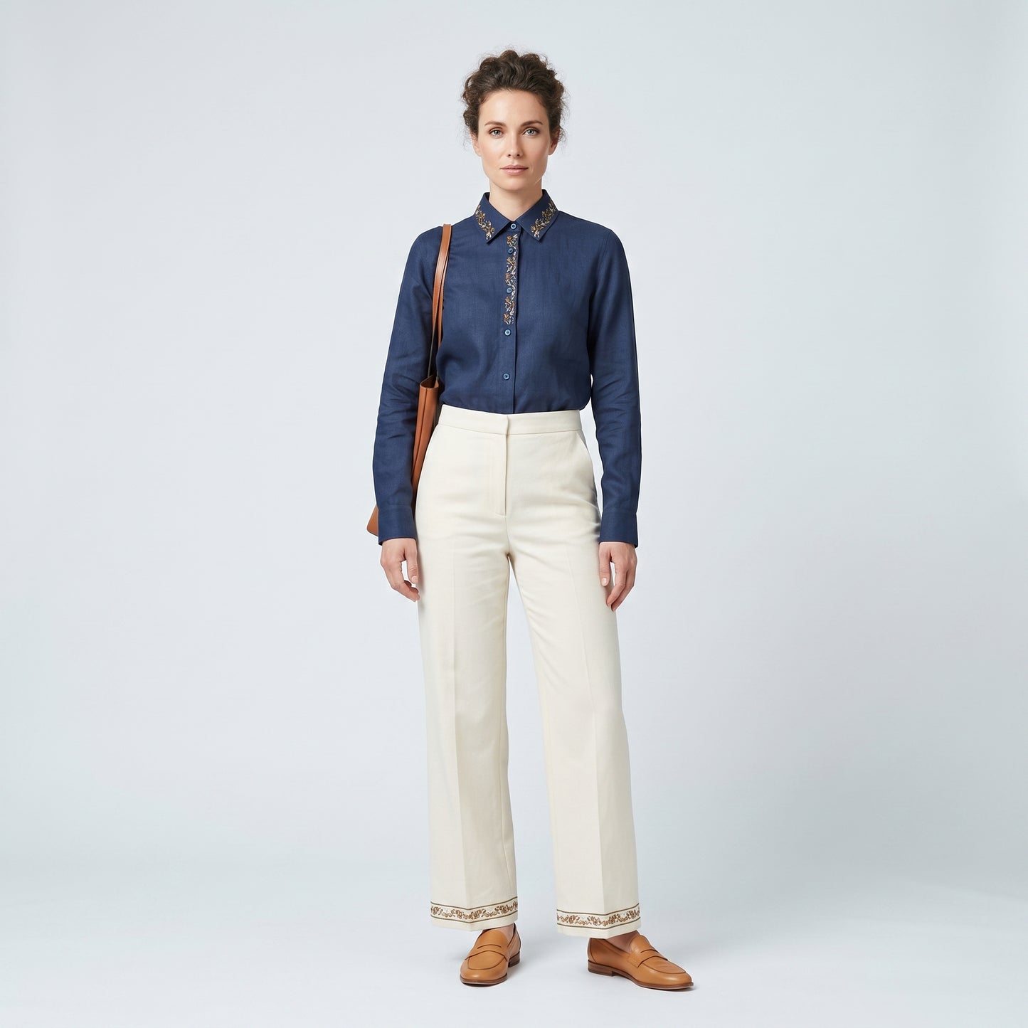 Classic Navy Linen Button-Down Shirt