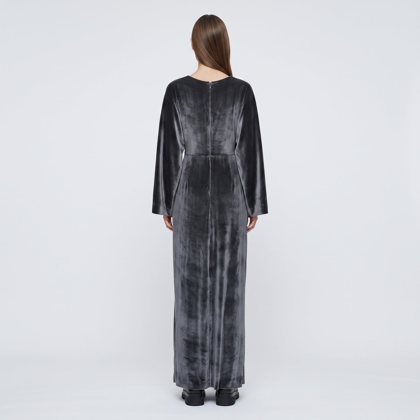 Draped Velvet V-Neck Gown
