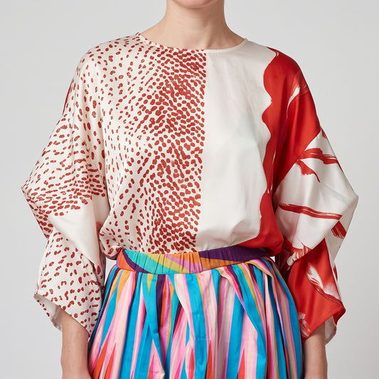 Vibrant Abstract Print Pleated Skirt
