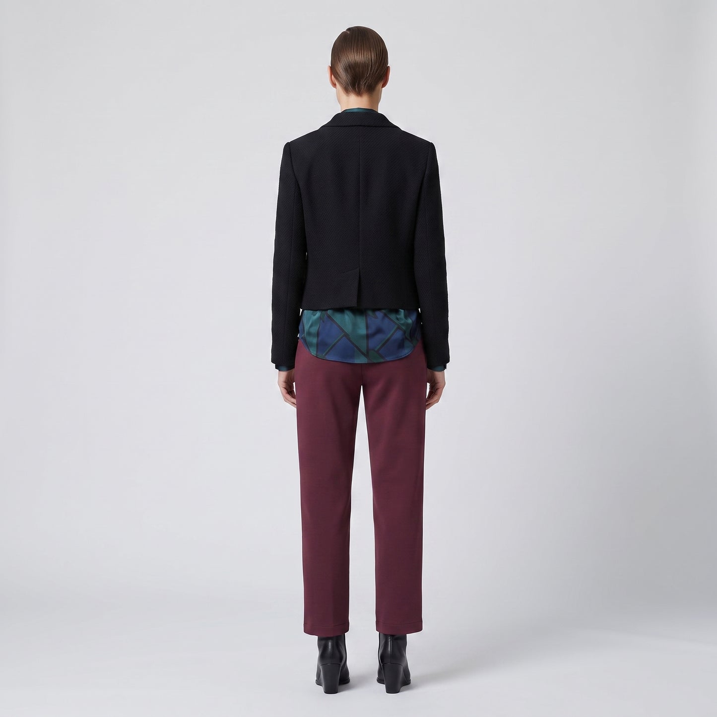 Tailored Burgundy Cropped Trousers
