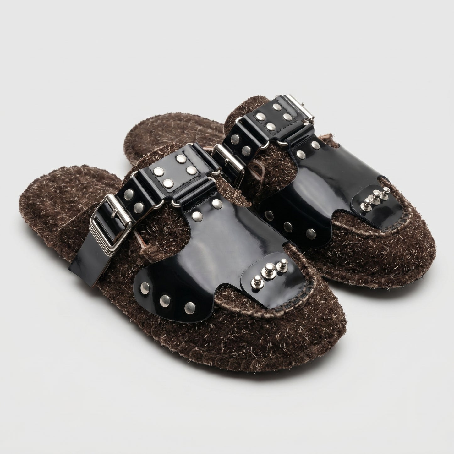 Buckled Shearling Statement Mules