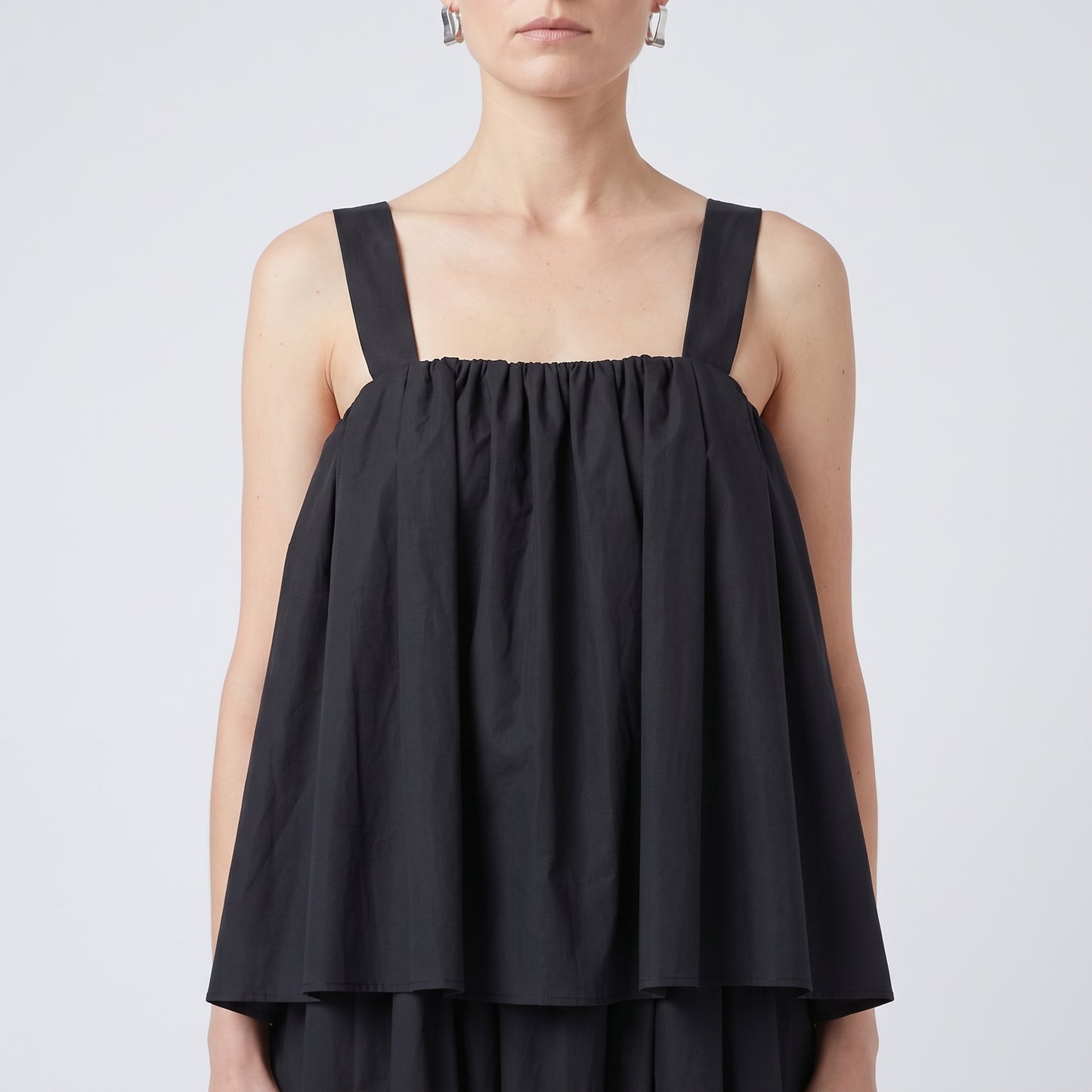 Layered Pleated Cotton Top