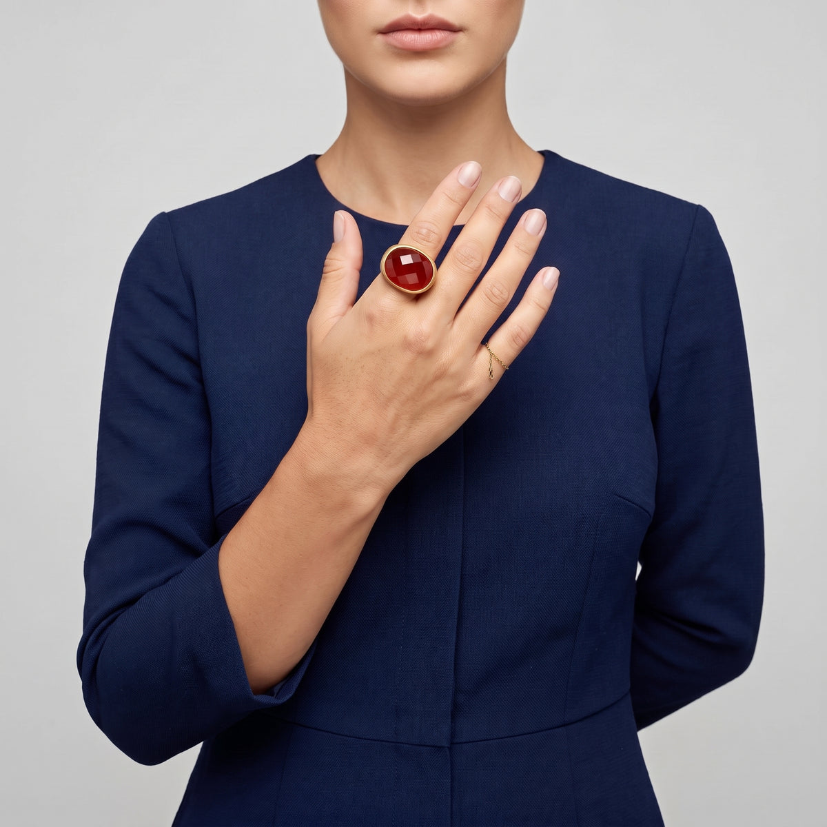 Faceted Oval Statement Ring