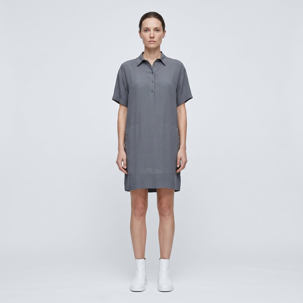 Minimalist Grey Polo Dress