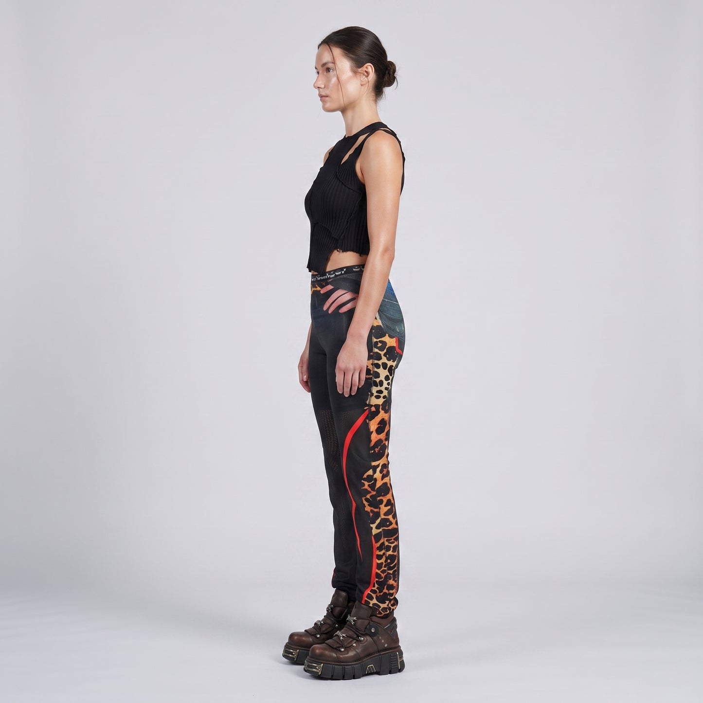 Graphic Mesh Flared Trousers
