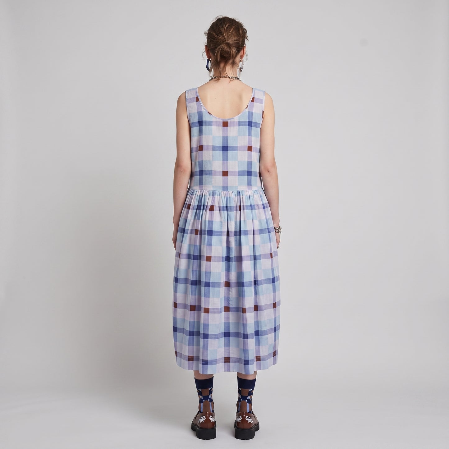 Sleeveless Plaid Cotton Dress