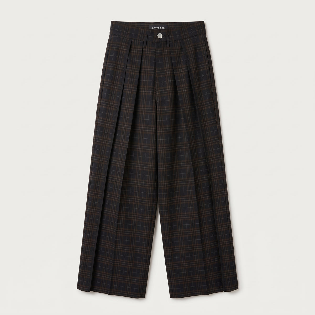 Tailored Plaid Wide-Leg Trousers