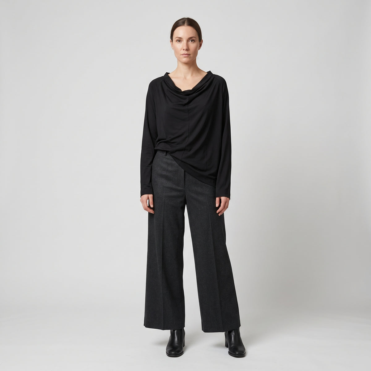 Elegant Black Cowl Neck Top