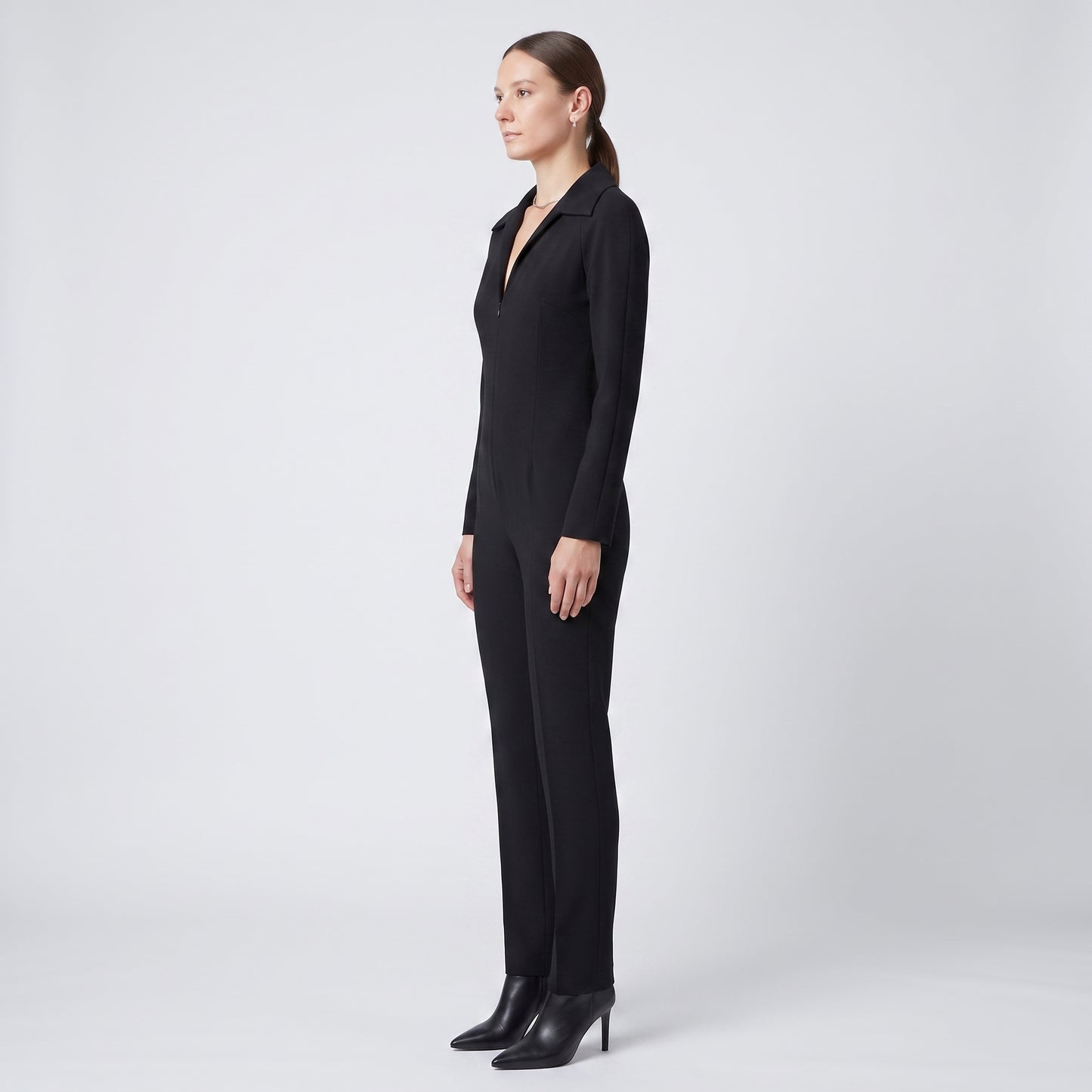 Tailored Black Collared Jumpsuit