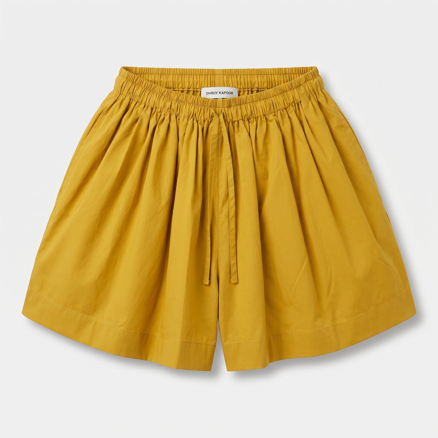 Mustard Pleated Drawstring Shorts