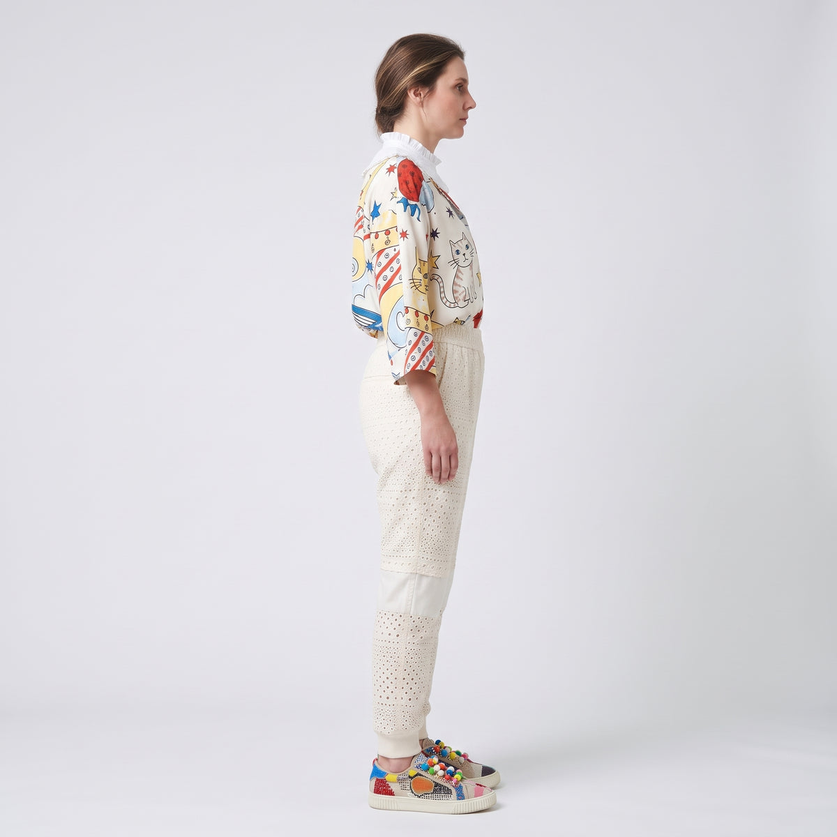 Eyelet Cotton Jogger Trousers