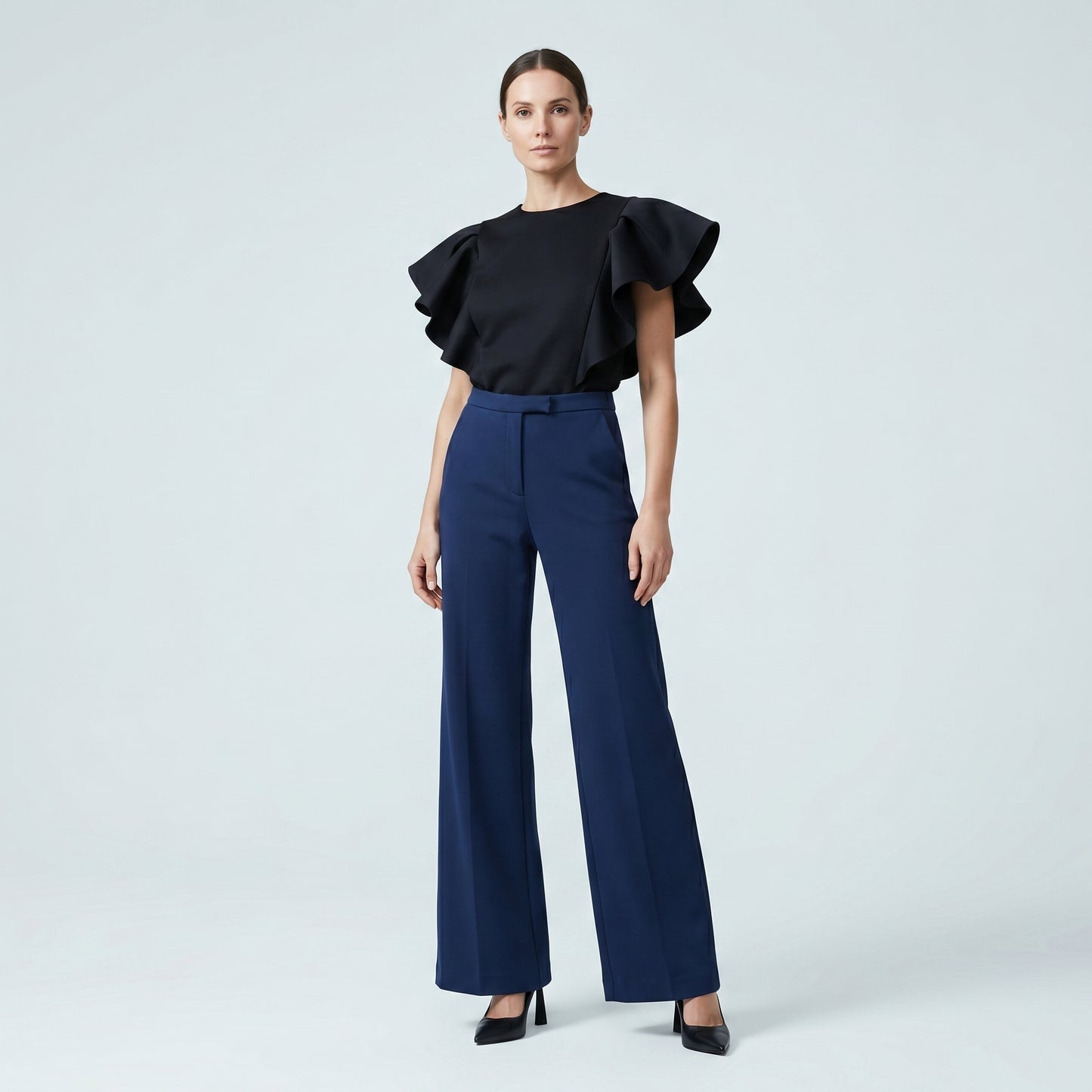 Denton Wide Leg Navy Trousers