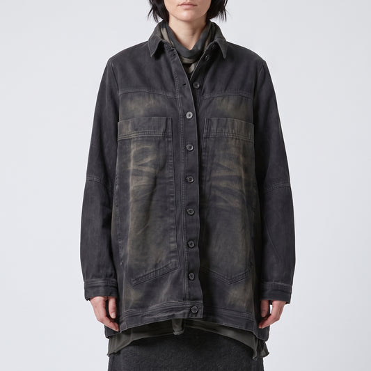 Distressed Washed Denim Overshirt