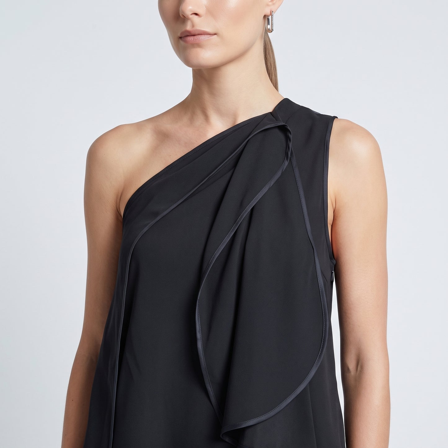 Architectural One-Shoulder Ruffle Top