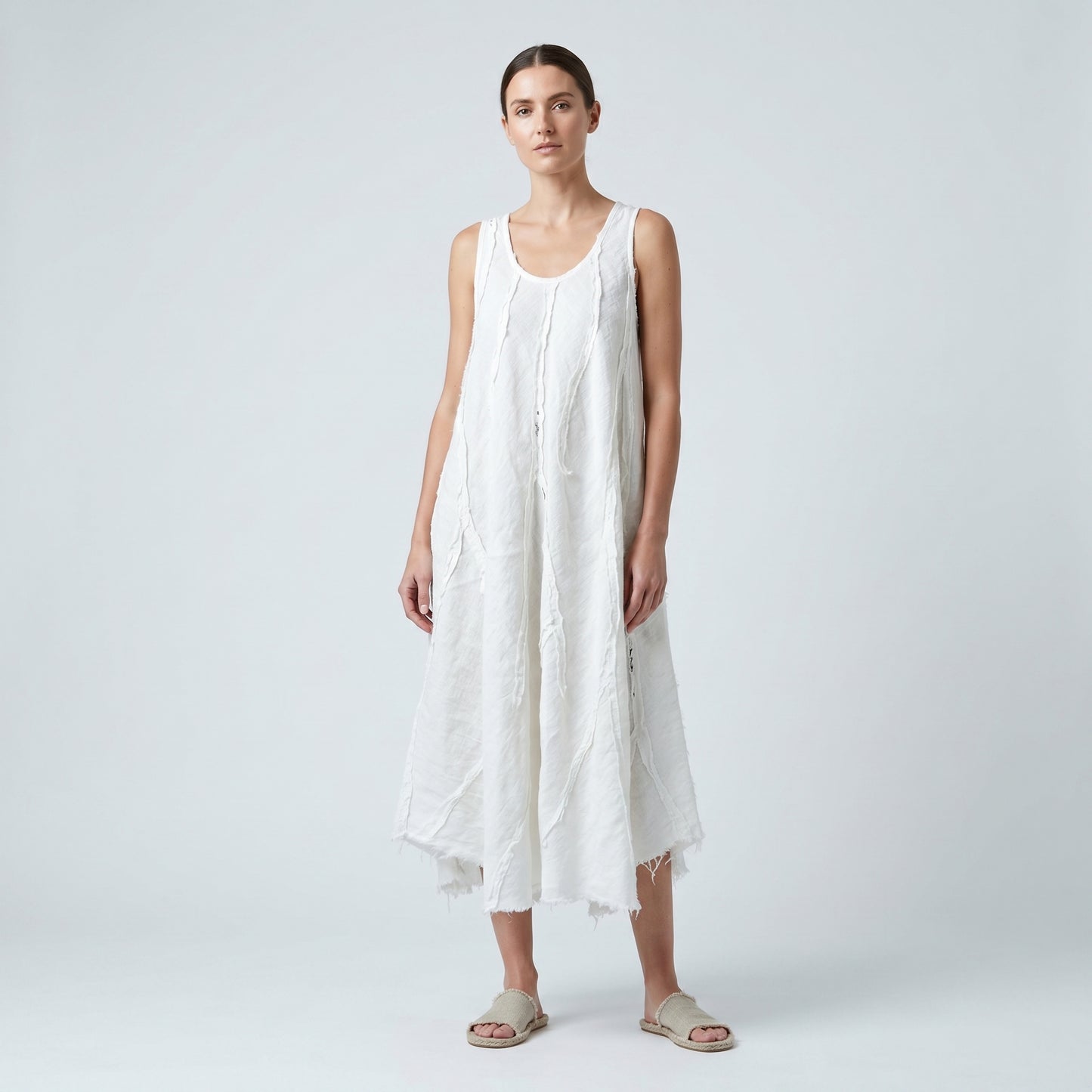 Raw Edge Linen Swing Dress