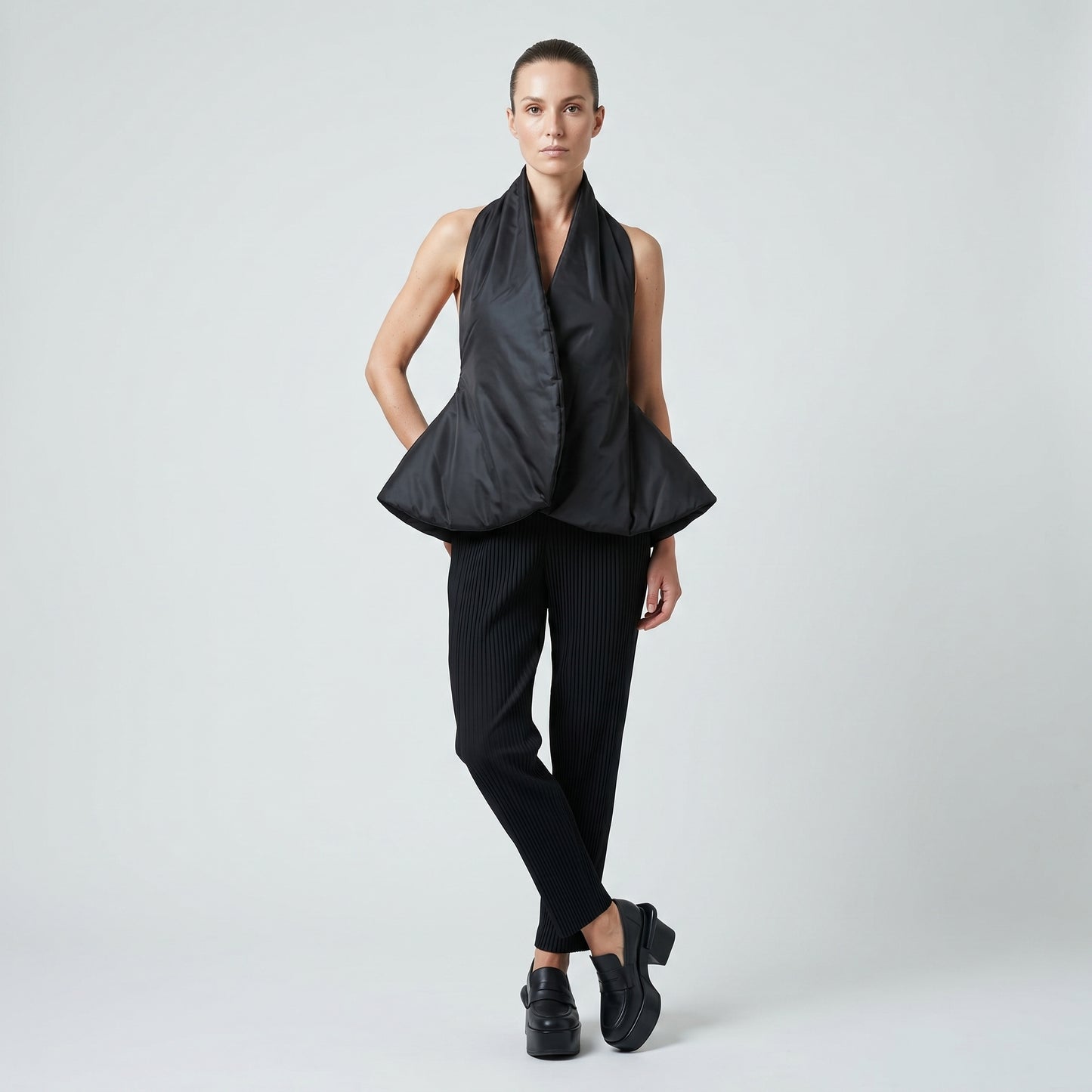 Structured Halter Peplum Vest