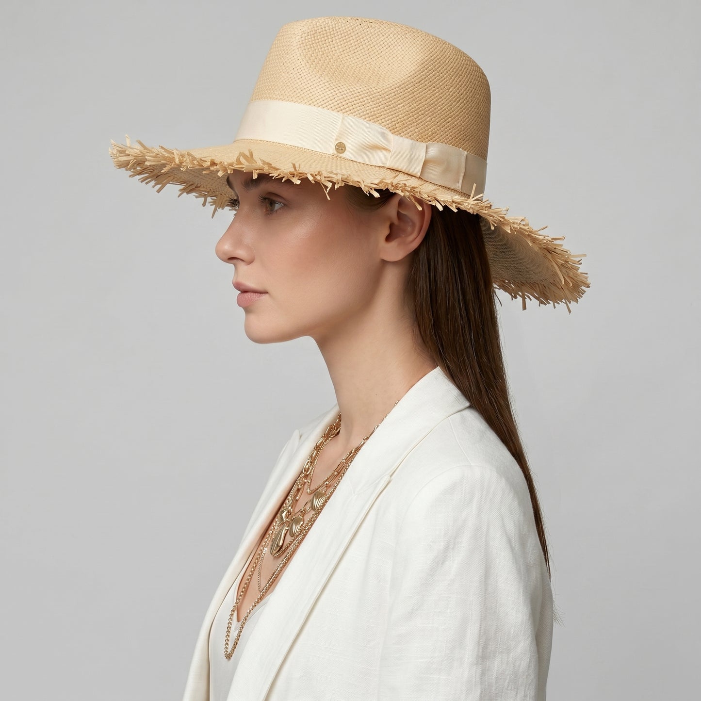 Fringed Wide Brim Straw Hat