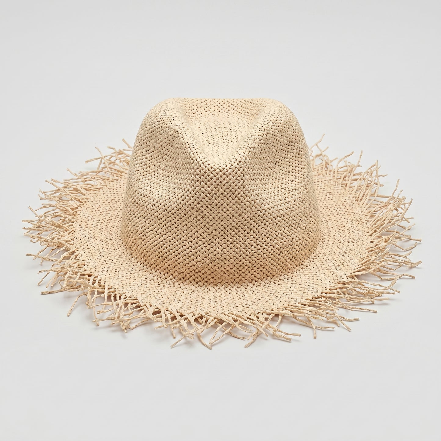 Frayed Brim Straw Fedora Hat