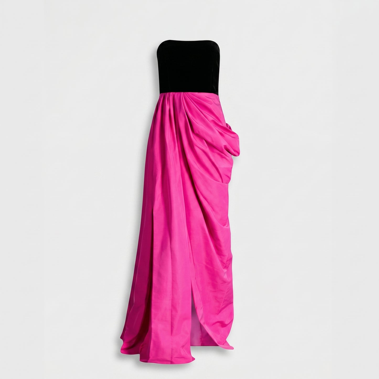 Draped Strapless Two-Tone Gown