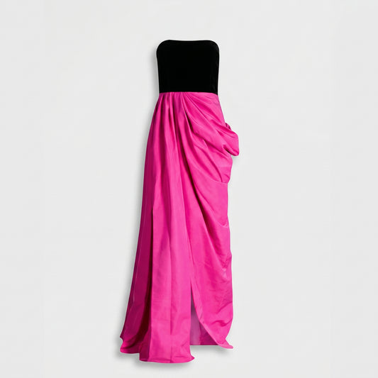 Draped Strapless Two-Tone Gown
