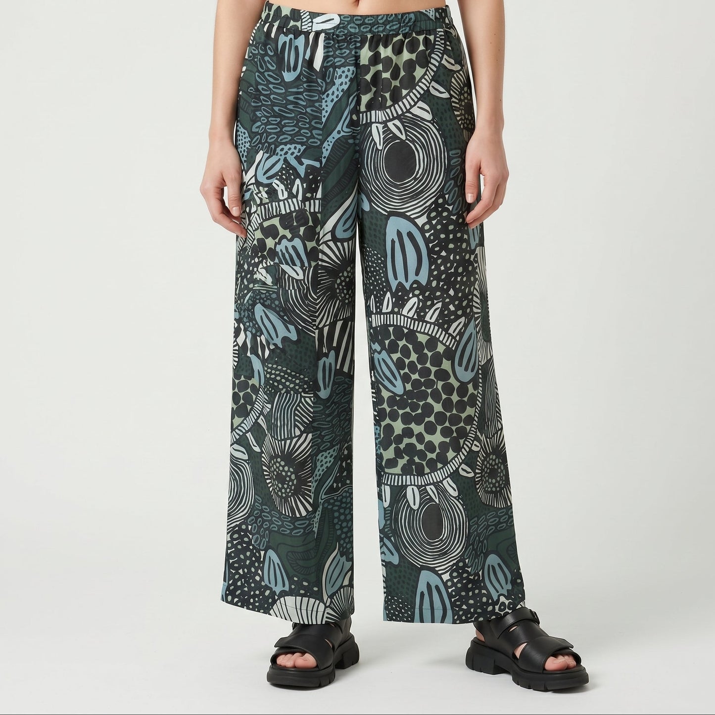 Abstract Print Wide Leg Trousers