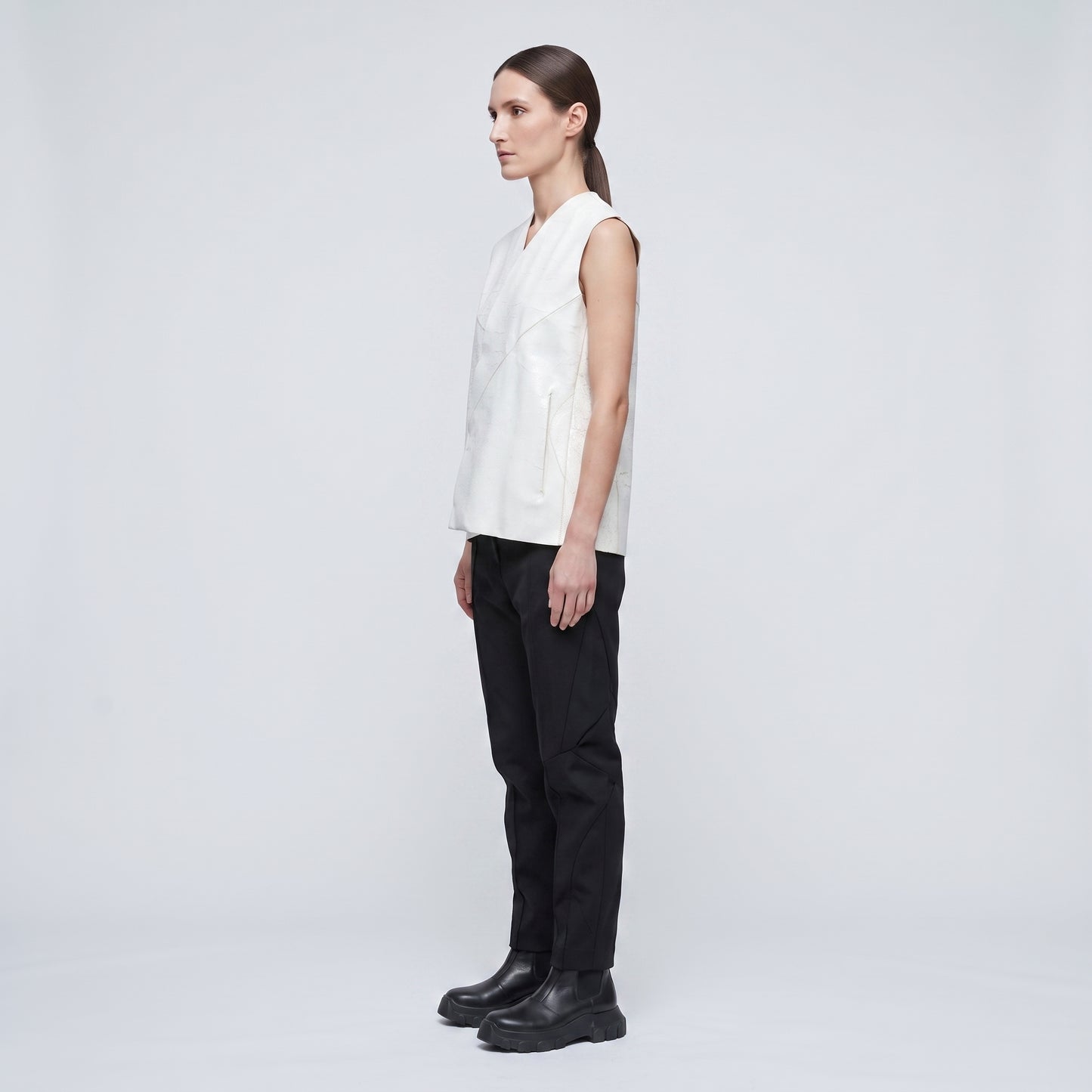 Structured Metallic Texture Tailored Vest