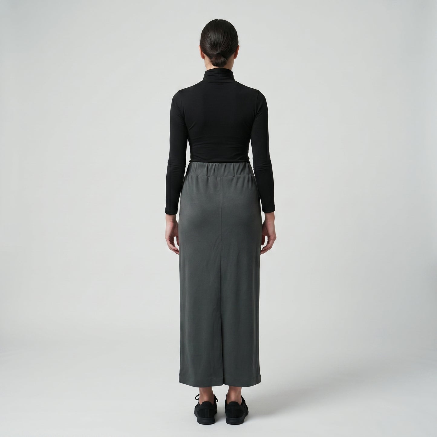 Charcoal Drawstring Midi Skirt